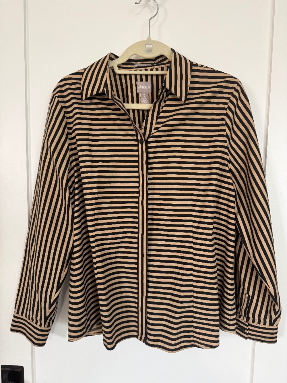 Chico's Striped Button Front Shirt Size 2